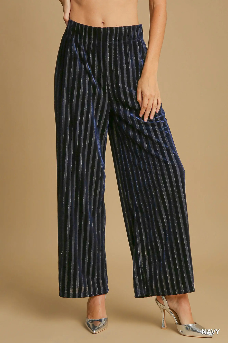 K8915-P Navy | Umgee Stripe Pants | Sizes S-L